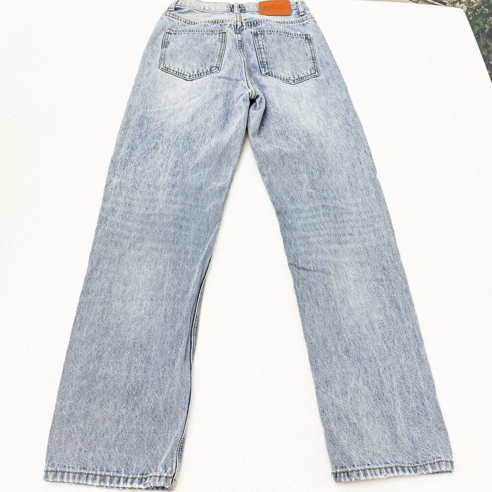 Princess Polly Assymetric Button Front Straight Light Wash Denim Jeans Size 0 - Picture 3 of 9